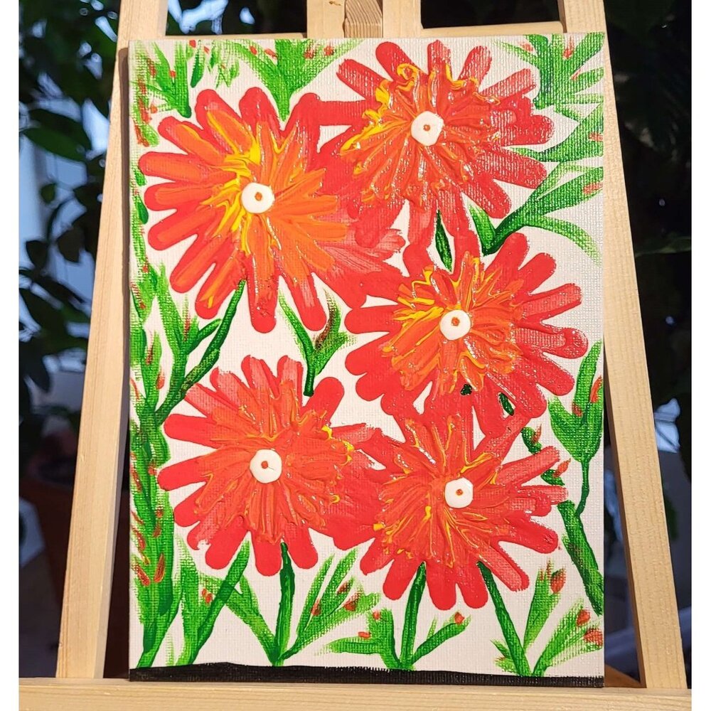 NATUR-17 Custom Flower Painting On Canvas & Signed By "CANNOOVA"